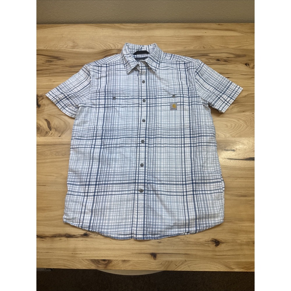 Carhartt 106139 Relaxed Fit Lightweight Short Sleeve Plaid Shirt Size Medium